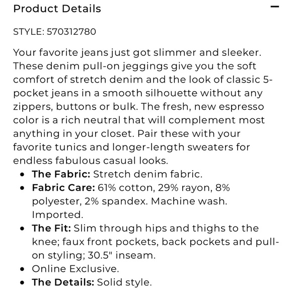 Chicos Pull On Jeggings - Picture 6 of 6